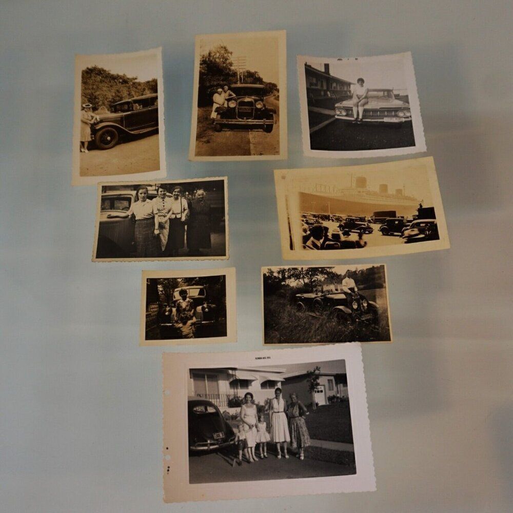 8 Vintage Snapshots Black White Photos Cars People 1930 -1960 Germany Florida